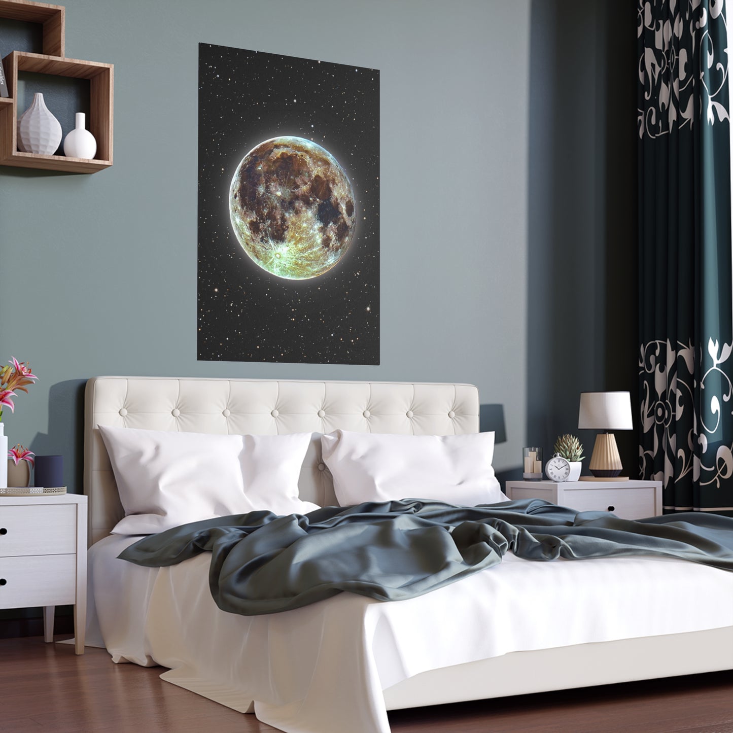 Moon Glow Silk Poster — Celestial Indoor/Outdoor Wall Art