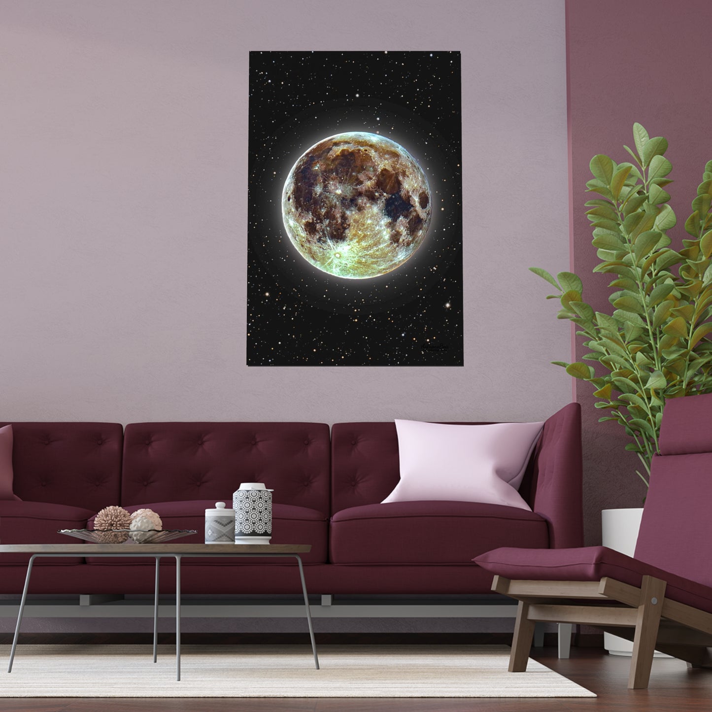 Moon Glow Silk Poster — Celestial Indoor/Outdoor Wall Art