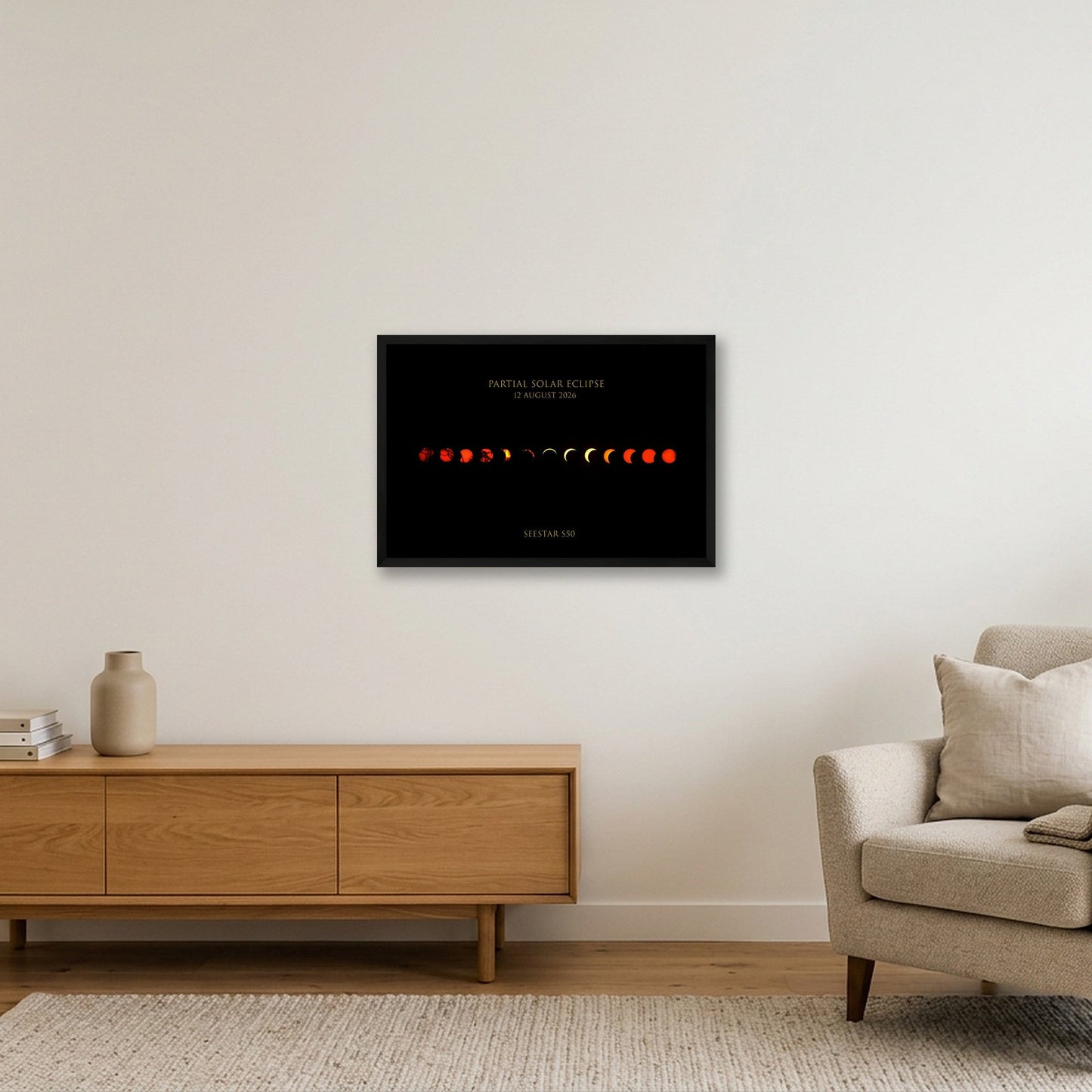 Partial Solar Eclipse 2026 UK — 60×40cm, 24×16" Black Frame