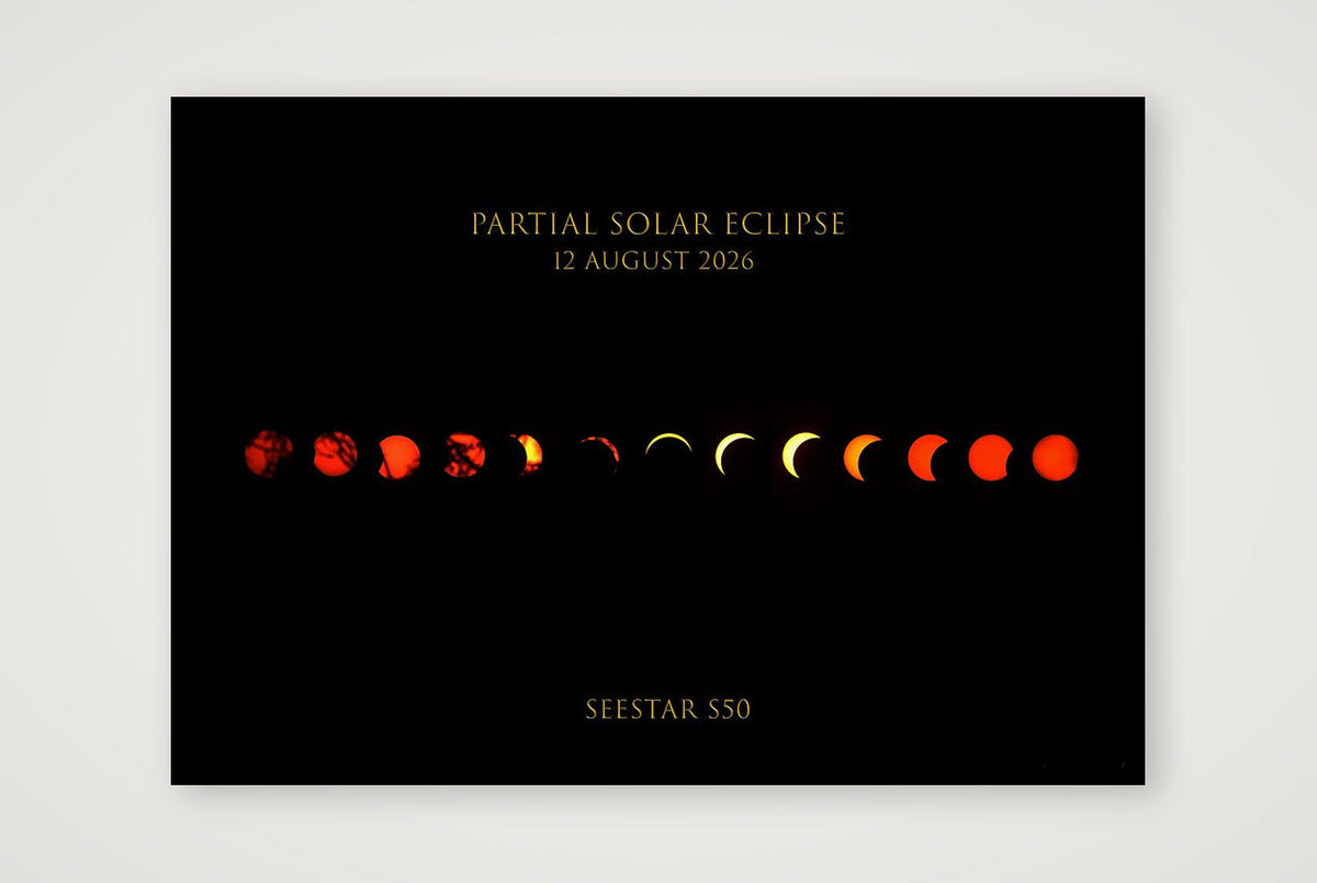 Partial Solar Eclipse 2026 UK — A4 (30×21cm, 12×8") Print only