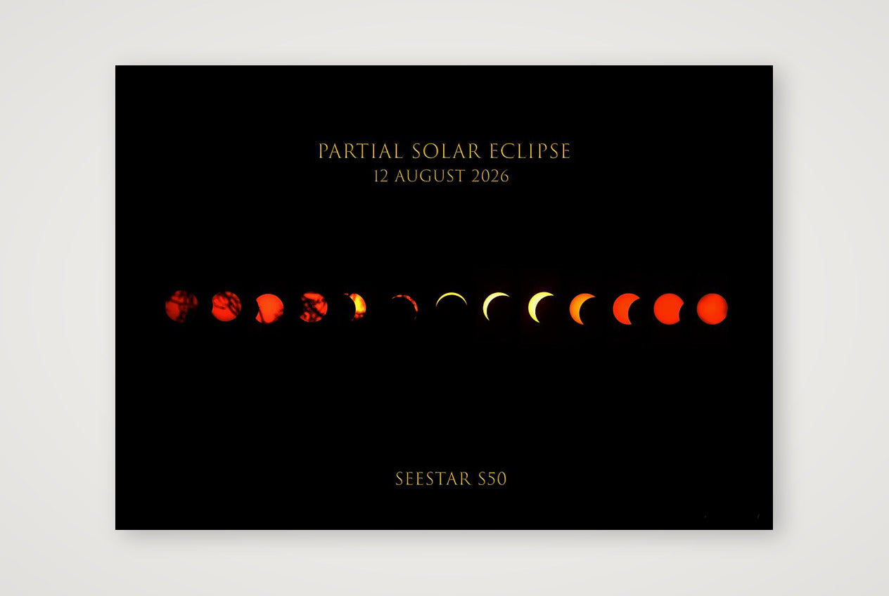 Partial Solar Eclipse 2026 UK — A4 (30×21cm, 12×8") Print only