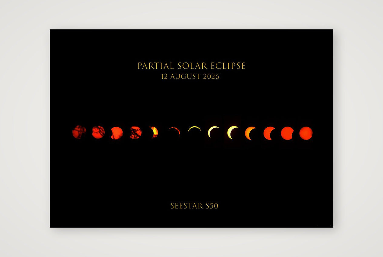 Partial Solar Eclipse 2026 UK — 100×70cm, 39×28" Print only
