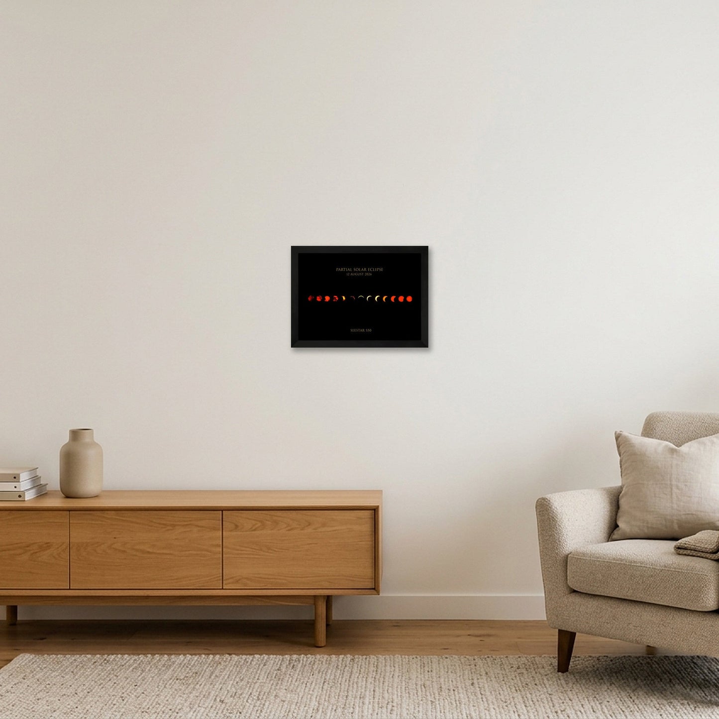 Partial Solar Eclipse 2026 UK — A4 (30×21cm, 12×8") Black Frame