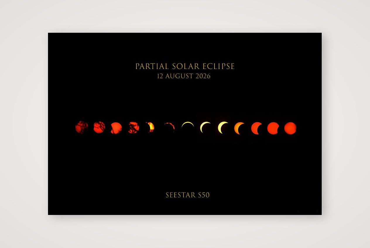 Partial Solar Eclipse 2026 UK — 45×30cm, 18×12" Print only