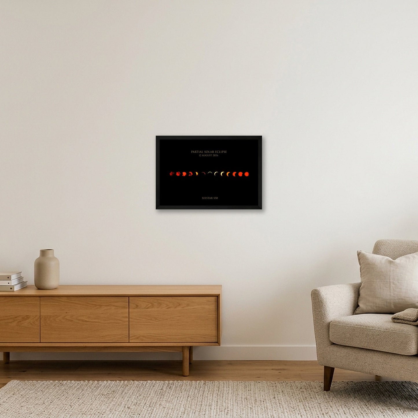 Partial Solar Eclipse 2026 UK — 45×30cm, 18×12" Black Frame